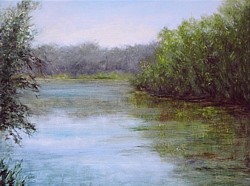 liron art, liron Sissman, plein air, Reflections, Lake Riconda Ringwood NJ