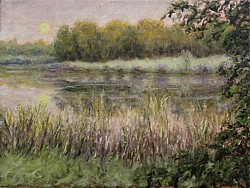 liron, liron art, liron Sissman, Moonrise in Fall, metaphorical landscape, landscape painting
