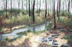 liron, liron art, liron Sissman, Stepping into the Woods, metaphorical landscape, landscape painting
