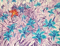 liron, liron art, liron sissman, Topsy Turvy, topsy turvy, flower painting, art
