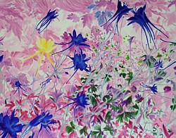 liron, liron art, liron sissman, Topsy Turvy II, flower painting, art